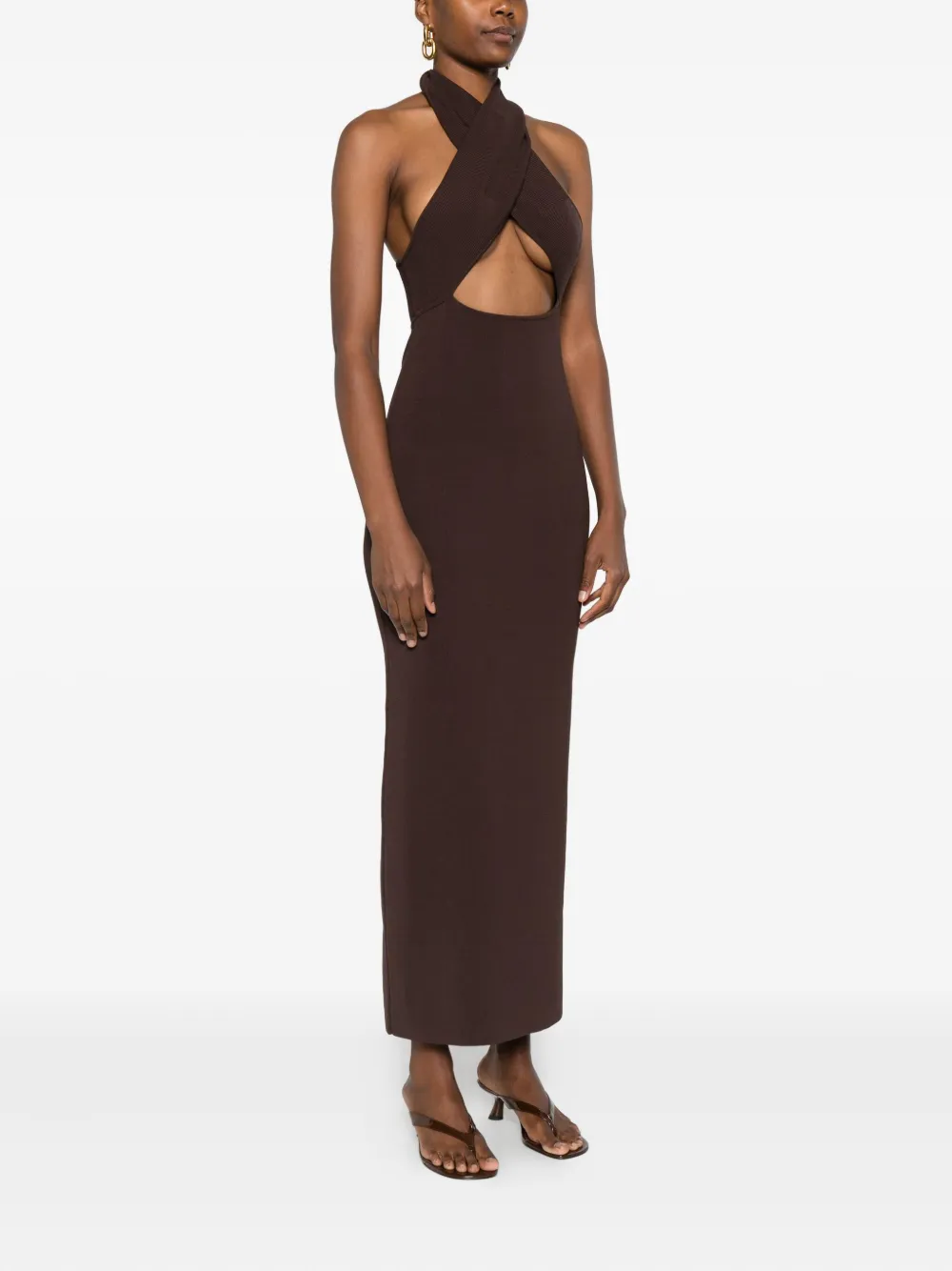 Christopher Esber Slope Halter-neck Maxi Dress In Gold