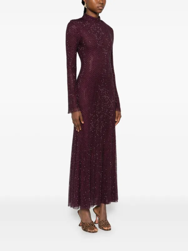 Self-Portrait rhinestone-embellished Mesh Midi Dress | Red | FARFETCH
