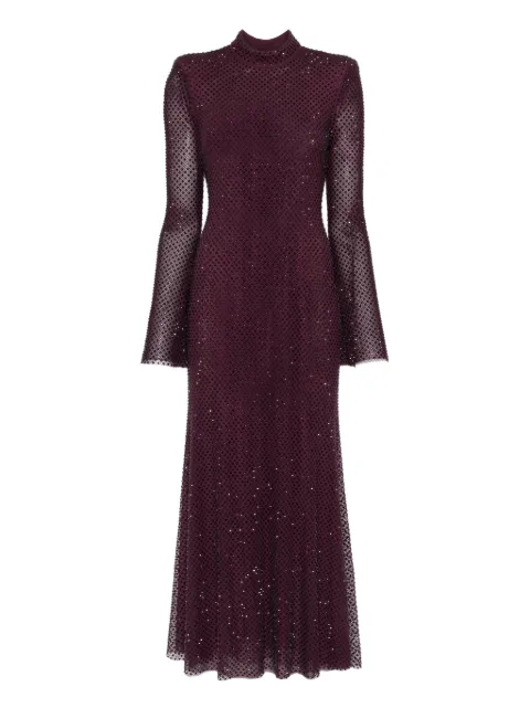 Self-Portrait rhinestone-embellished mesh midi dress