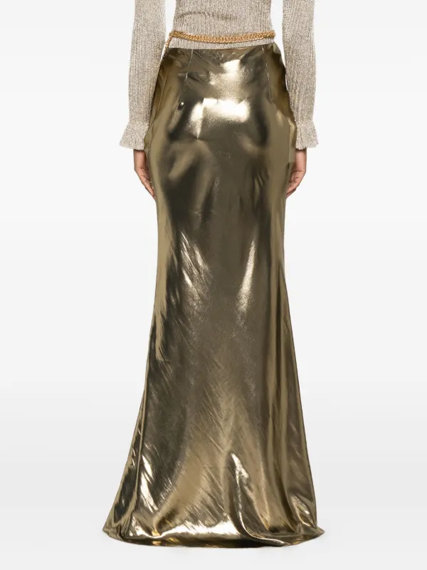 slim fit dress slacks Self-Portrait Metallic Jacquard Tiered Midi Dress in Yellow main image 0