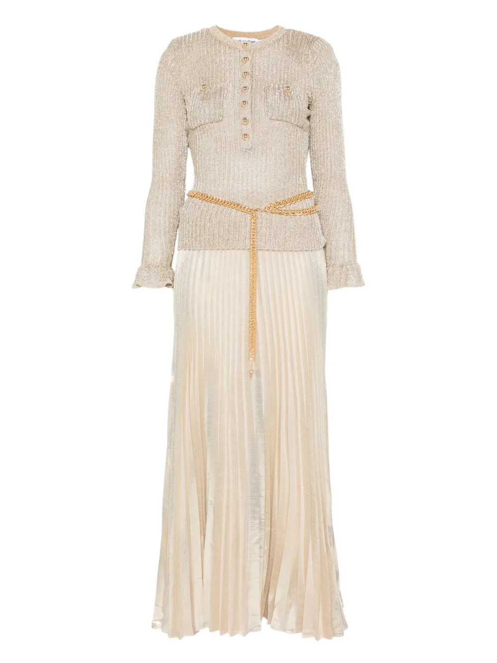 Self-Portrait ribbed-knit lurex maxi dress - ゴールドトーン Self-Portrait ribbed-knit lurex maxi dress - ゴールドトーン