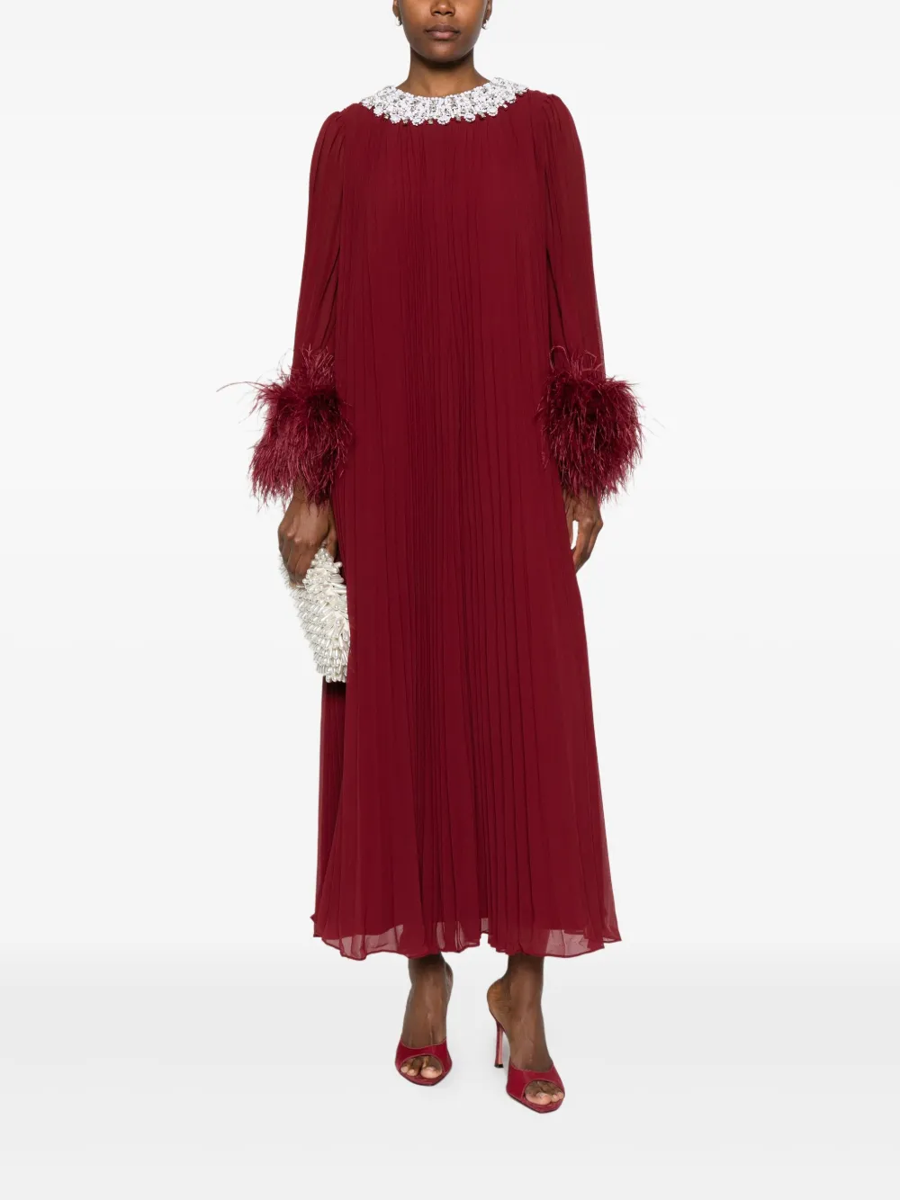 Self-Portrait feather-trimmed chiffon midi dress | Cocktail & Party Dresses | Image 2