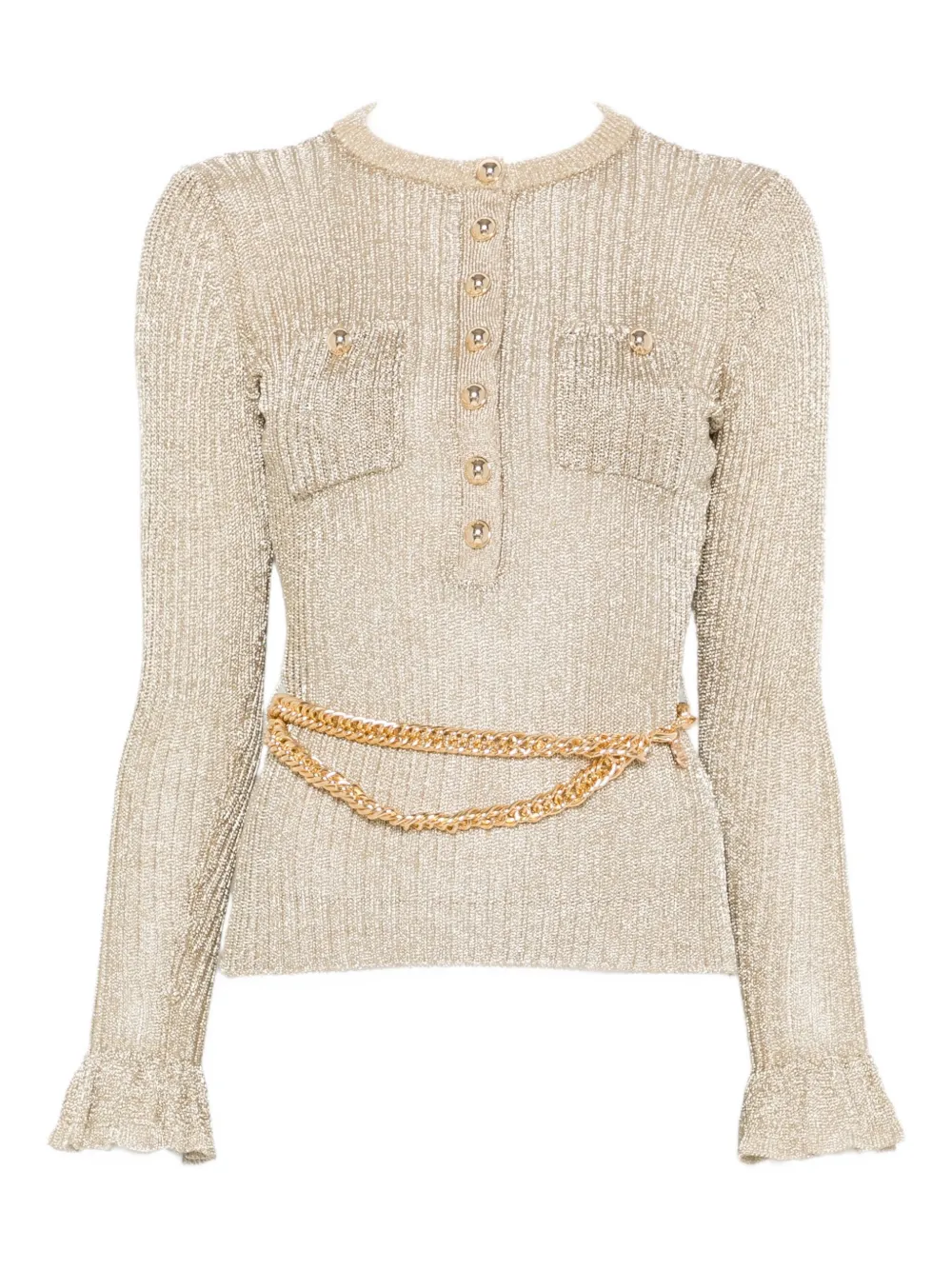Self-Portrait ribbed-knit lurex jumper | Neutrals | Image 1