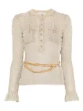 Self-Portrait ribbed-knit lurex jumper - Neutrals