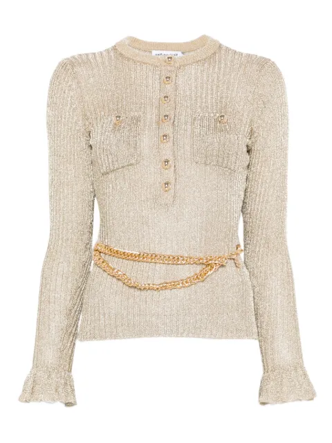Self-Portrait ribbed-knit lurex jumper