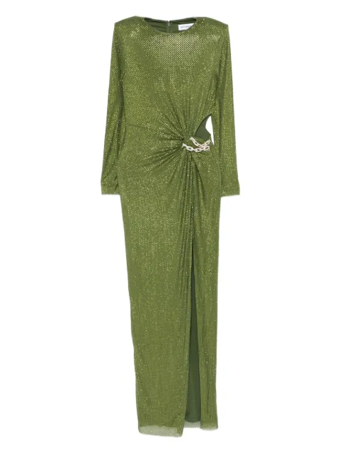 Self-Portrait rhinestone-embellished chain-detail maxi dress