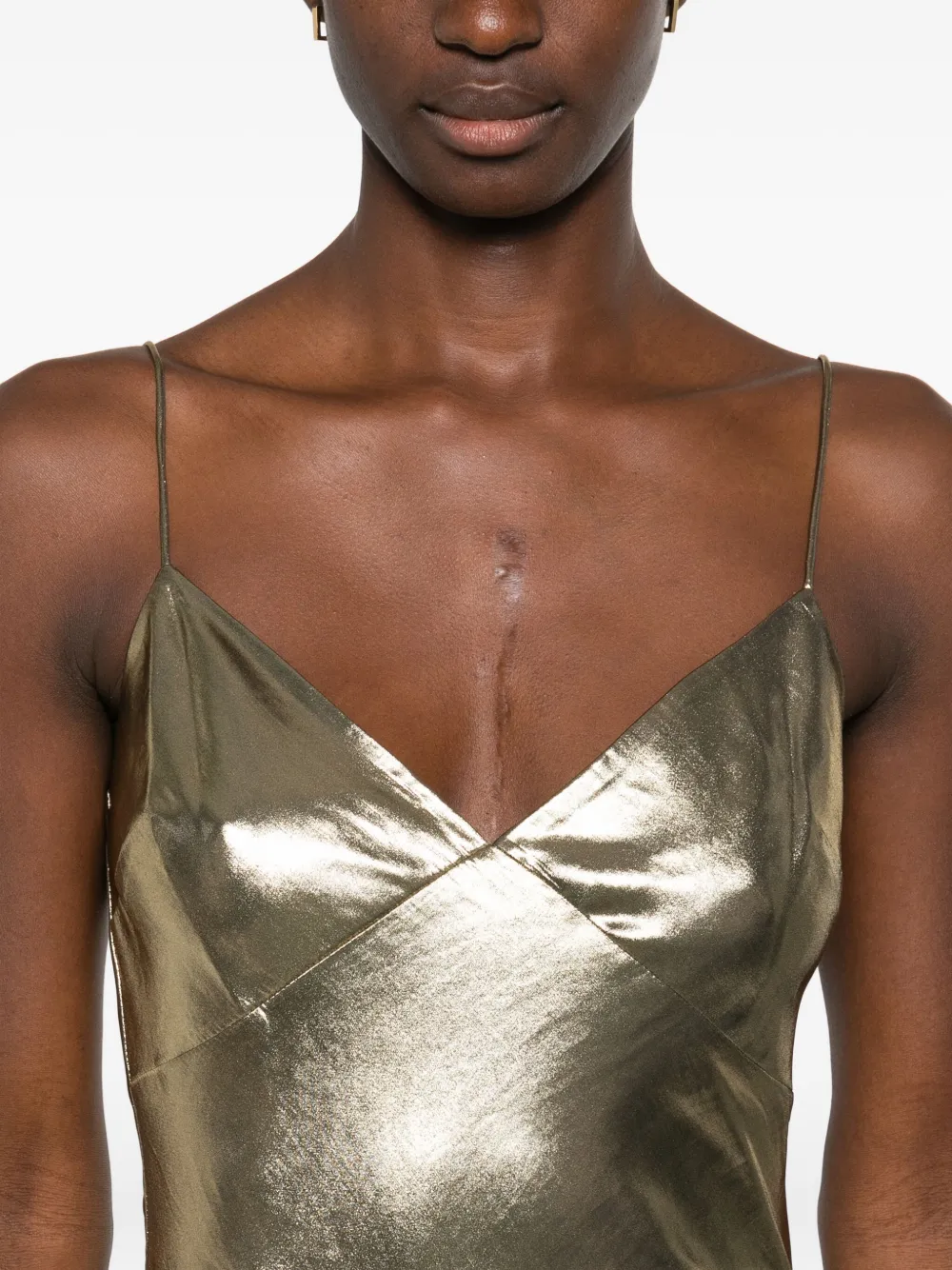 Self-portrait Metallic-effect Maxi Dress In Gold