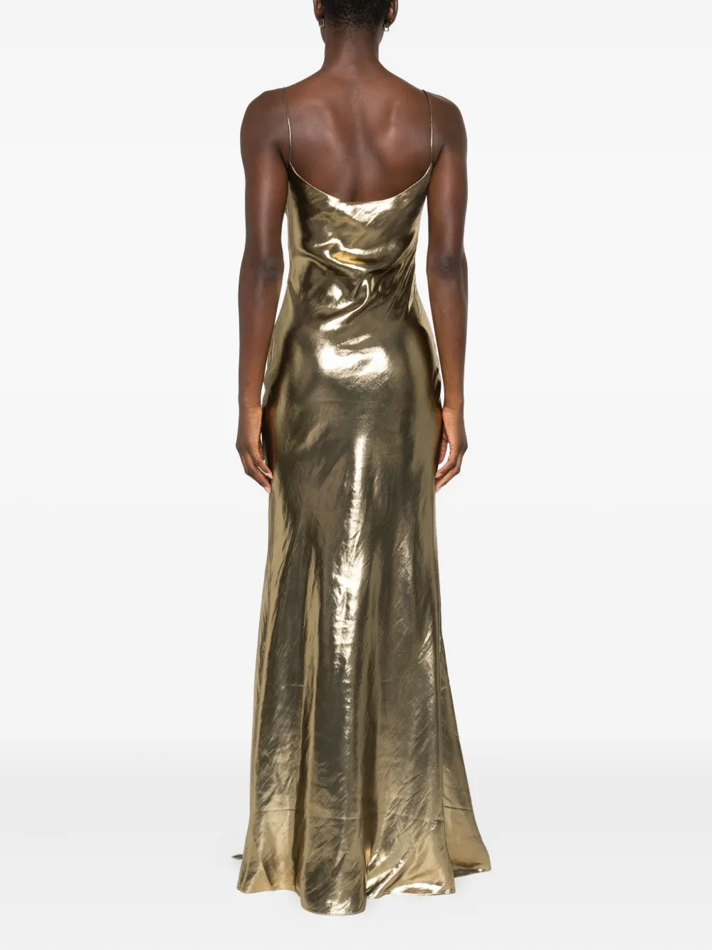 Self-portrait Metallic-effect Maxi Dress In Gold