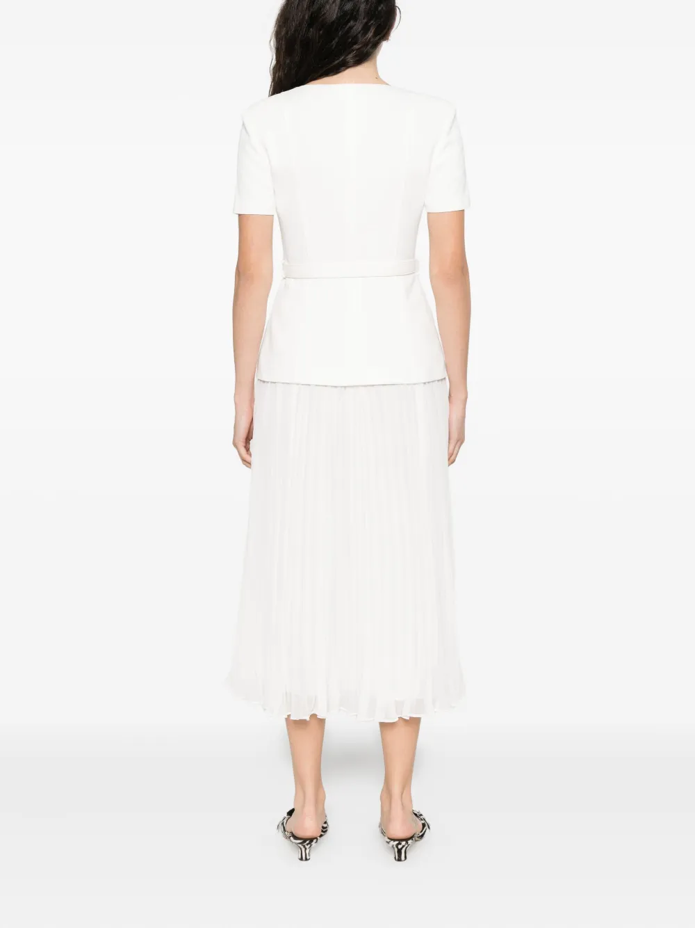 Self-Portrait Midi-jurk met V-hals Wit