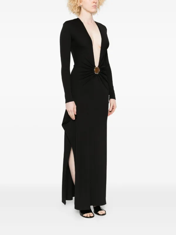 Christopher Esber stone-embellished long-sleeve Maxi Dress | Black |  FARFETCH