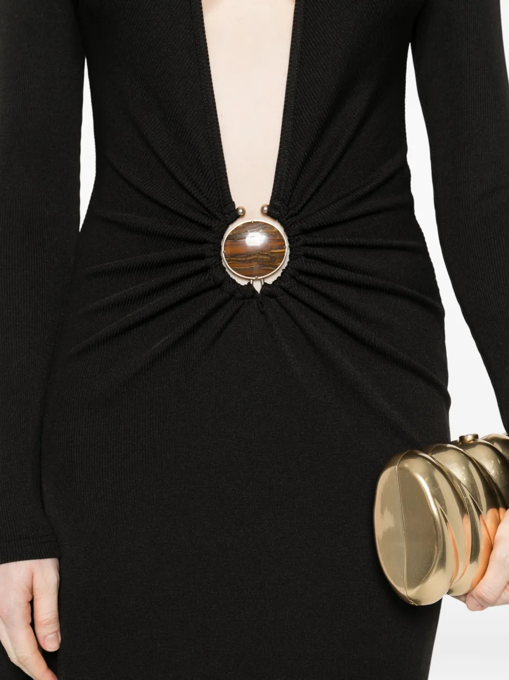 Christopher Esber Jurk verfraaid met stenen en lange mouwen Zwart