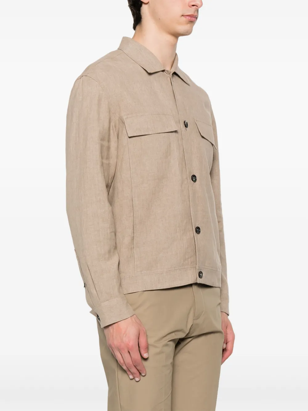 Zegna Leren shirtjack Beige
