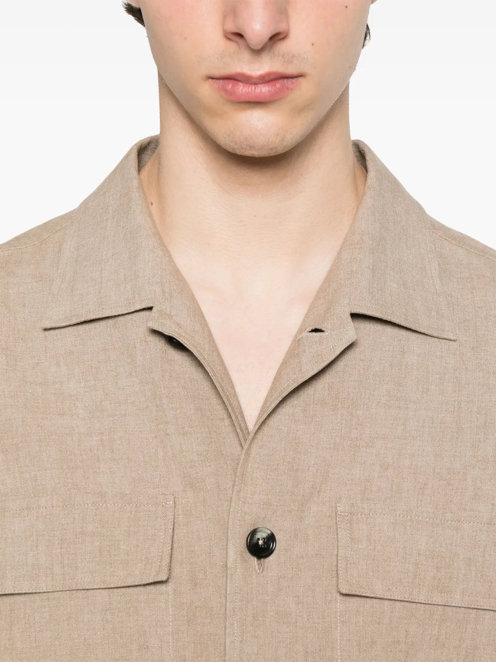 Zegna Leren shirtjack Beige