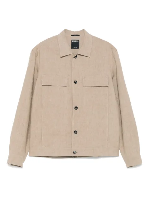 Zegna leather shirt jacket