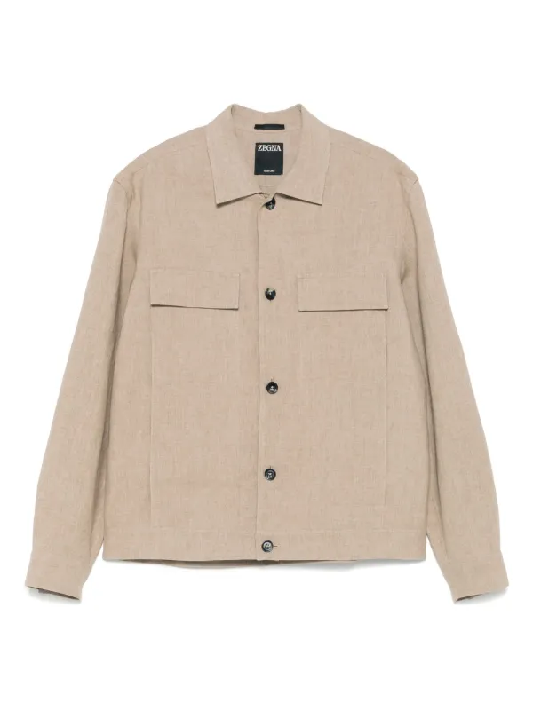 Zegna レザーシャツジャケット | ニュートラル | FARFETCH JP