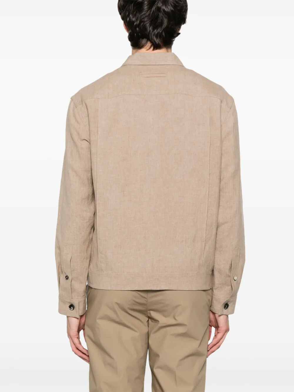 Zegna Leren shirtjack Beige