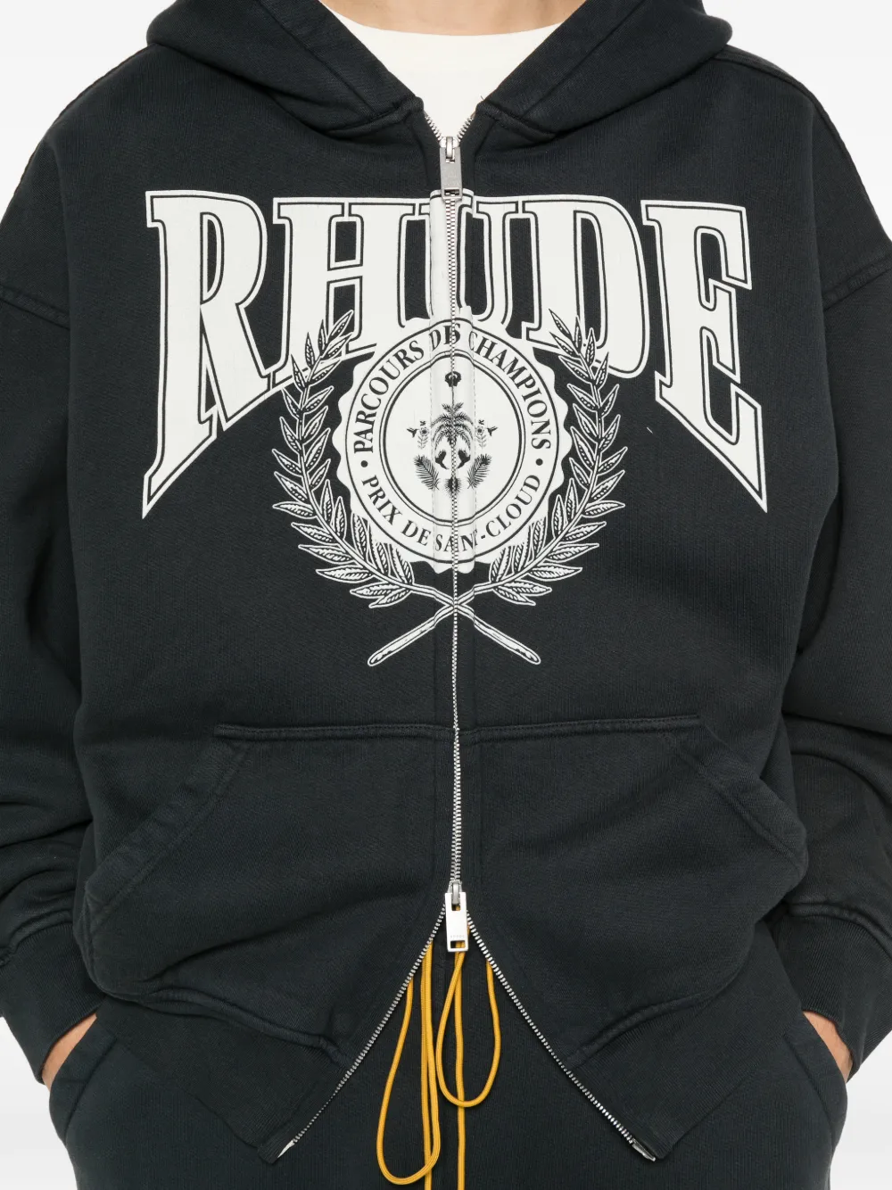 RHUDE Parcours Saint-Cloud zip-fastening hoodie Zwart