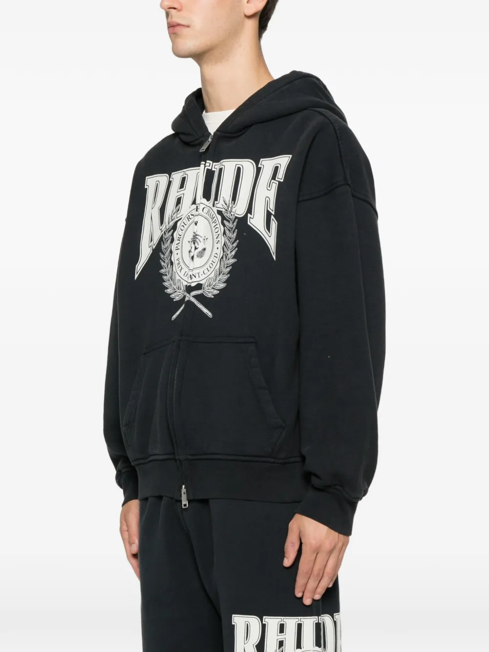 RHUDE Parcours Saint-Cloud zip-fastening hoodie Zwart
