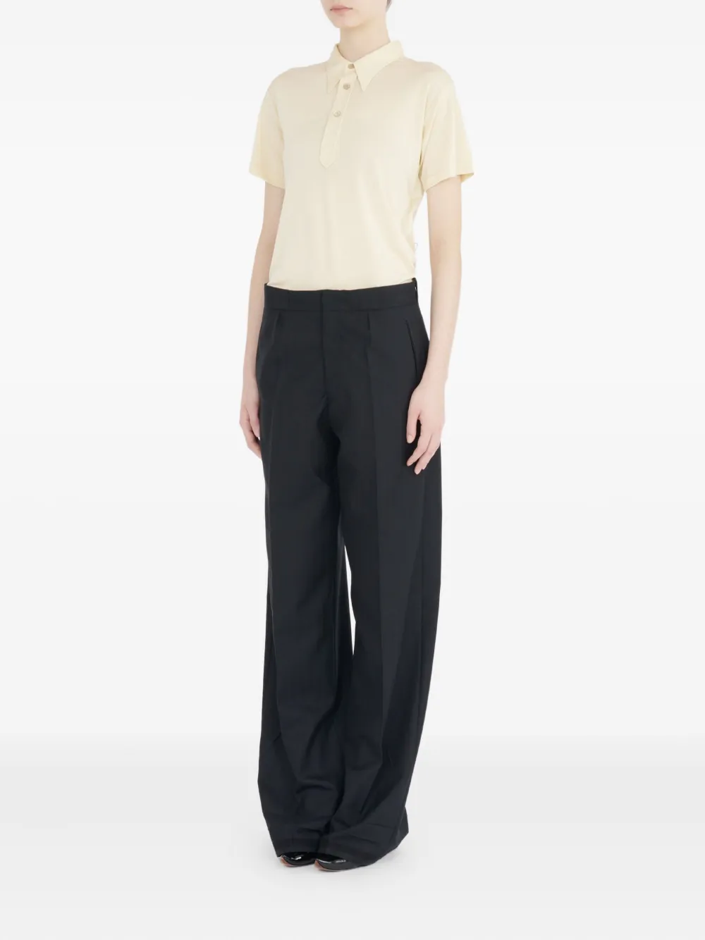 Maison Margiela Short Sleeve Polo Shirt Featuring Collar In White