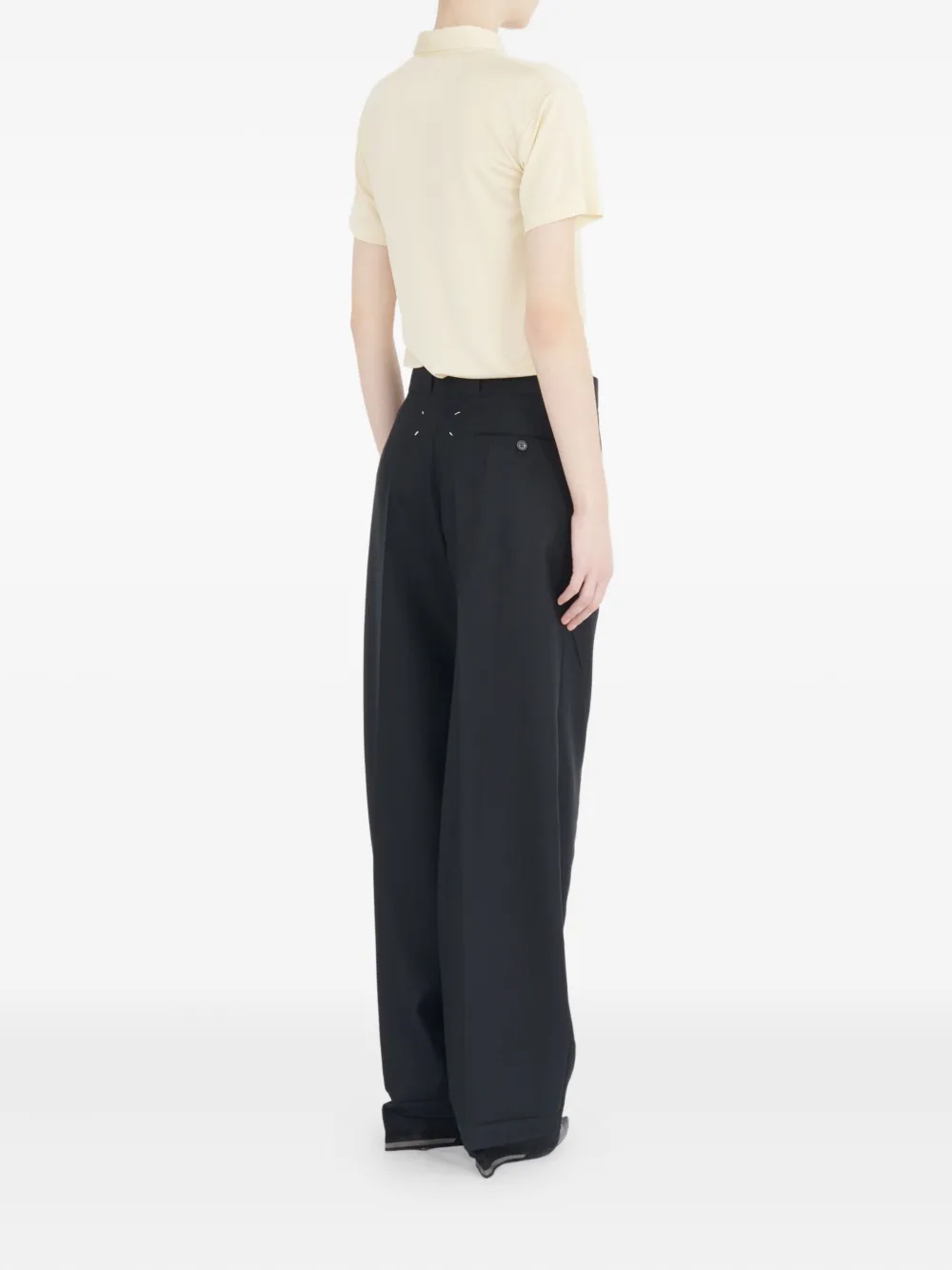 Maison Margiela Short Sleeve Polo Shirt Featuring Collar In White