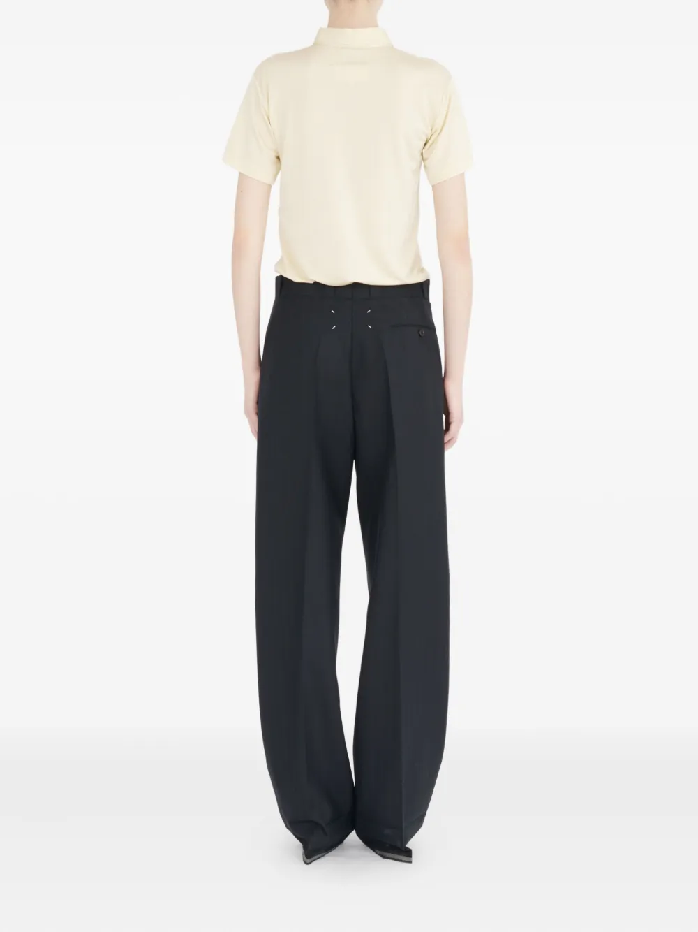 Maison Margiela Short Sleeve Polo Shirt Featuring Collar In White
