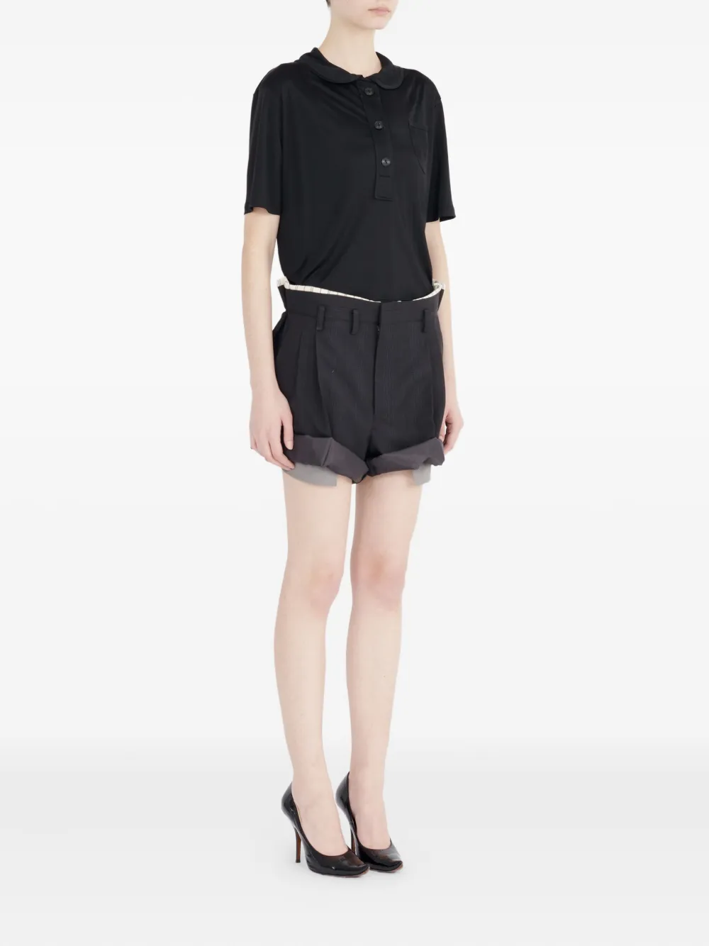 Maison Margiela Satijnen poloshirt Zwart