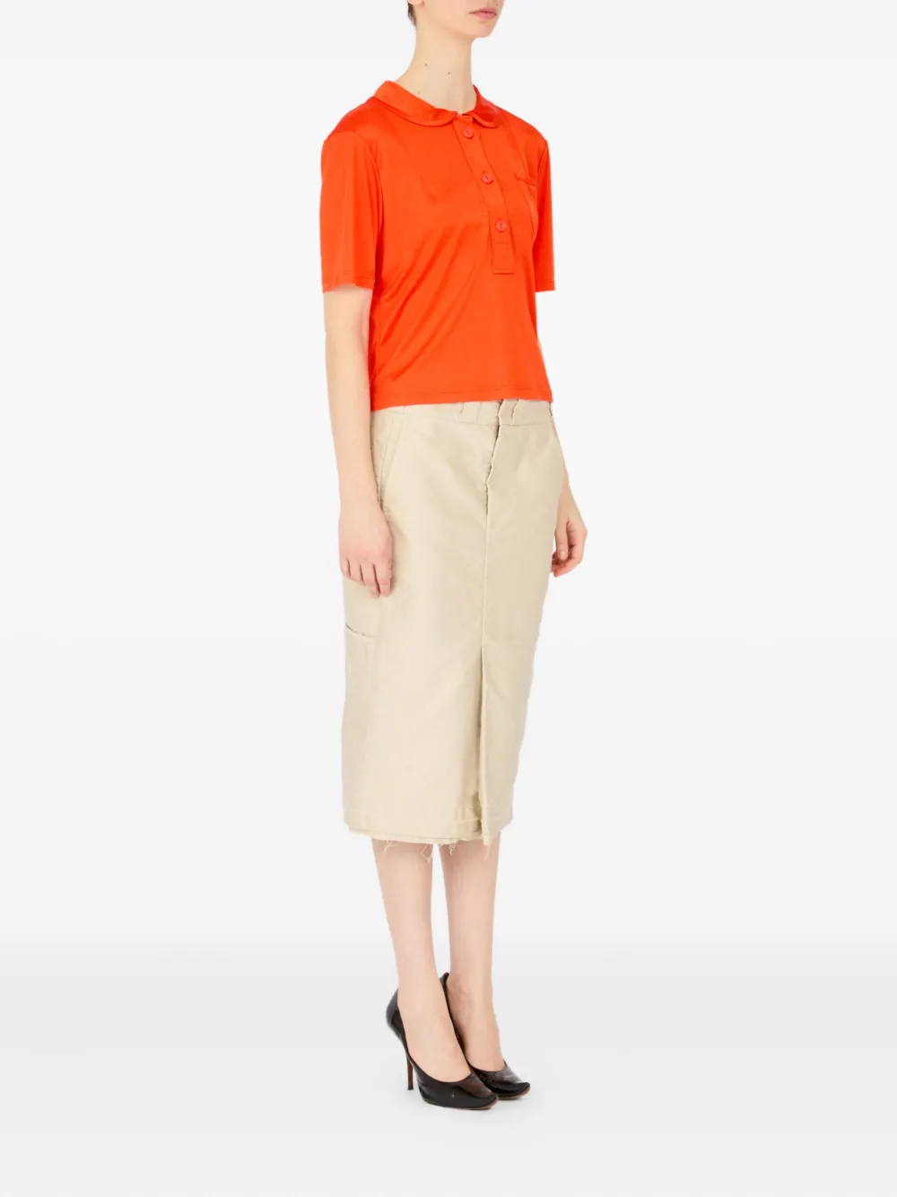 Maison Margiela Satijnen poloshirt Oranje