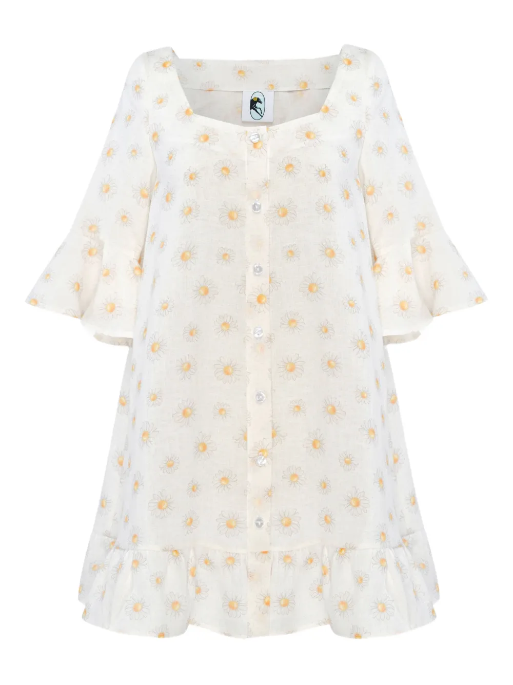 Sleeper floral-print button-up mini-dress | White | Image 1