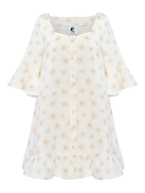 Sleeper floral-print button-up mini-dress