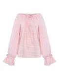 Sleeper off-shoulder checked blouse - Pink