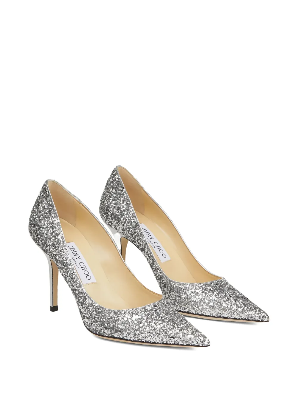 Jimmy Choo 50 mm Romy pumps met puntige neus en glitter Zilver