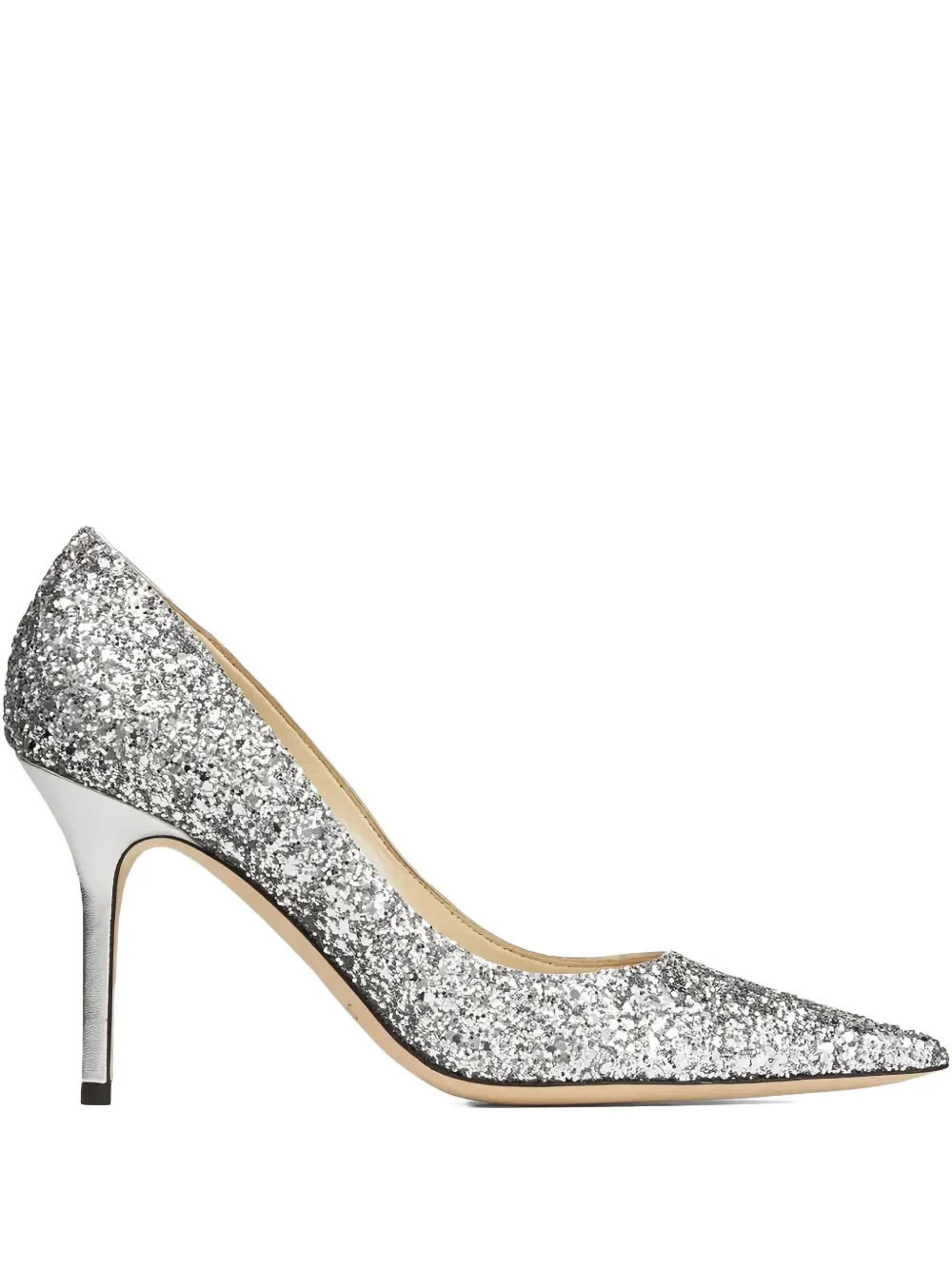 Jimmy Choo 50mm Romy glitter pointed-toe pumps Zilver