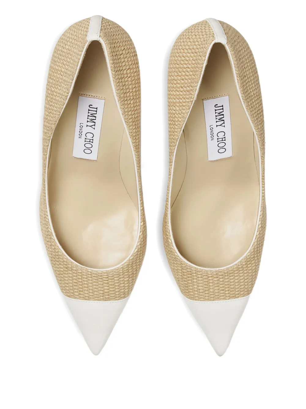 Jimmy Choo 85 mm Agnes geweven pumps Beige
