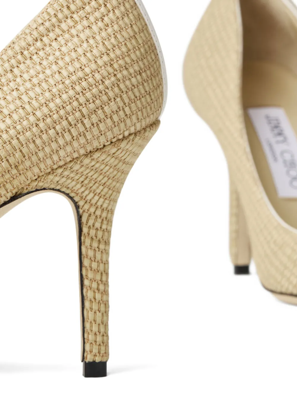 Jimmy Choo 85 mm Agnes geweven pumps Beige