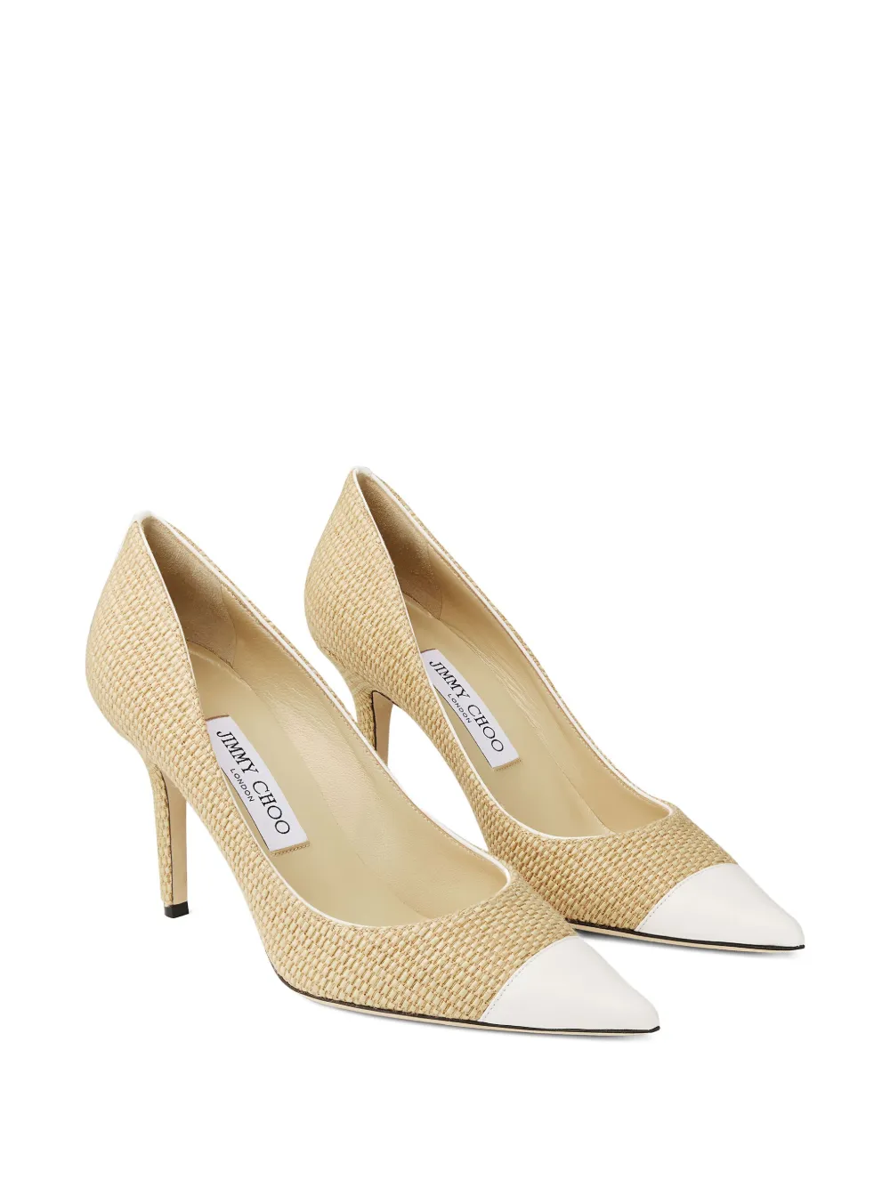 Jimmy Choo 85 mm Agnes geweven pumps Beige