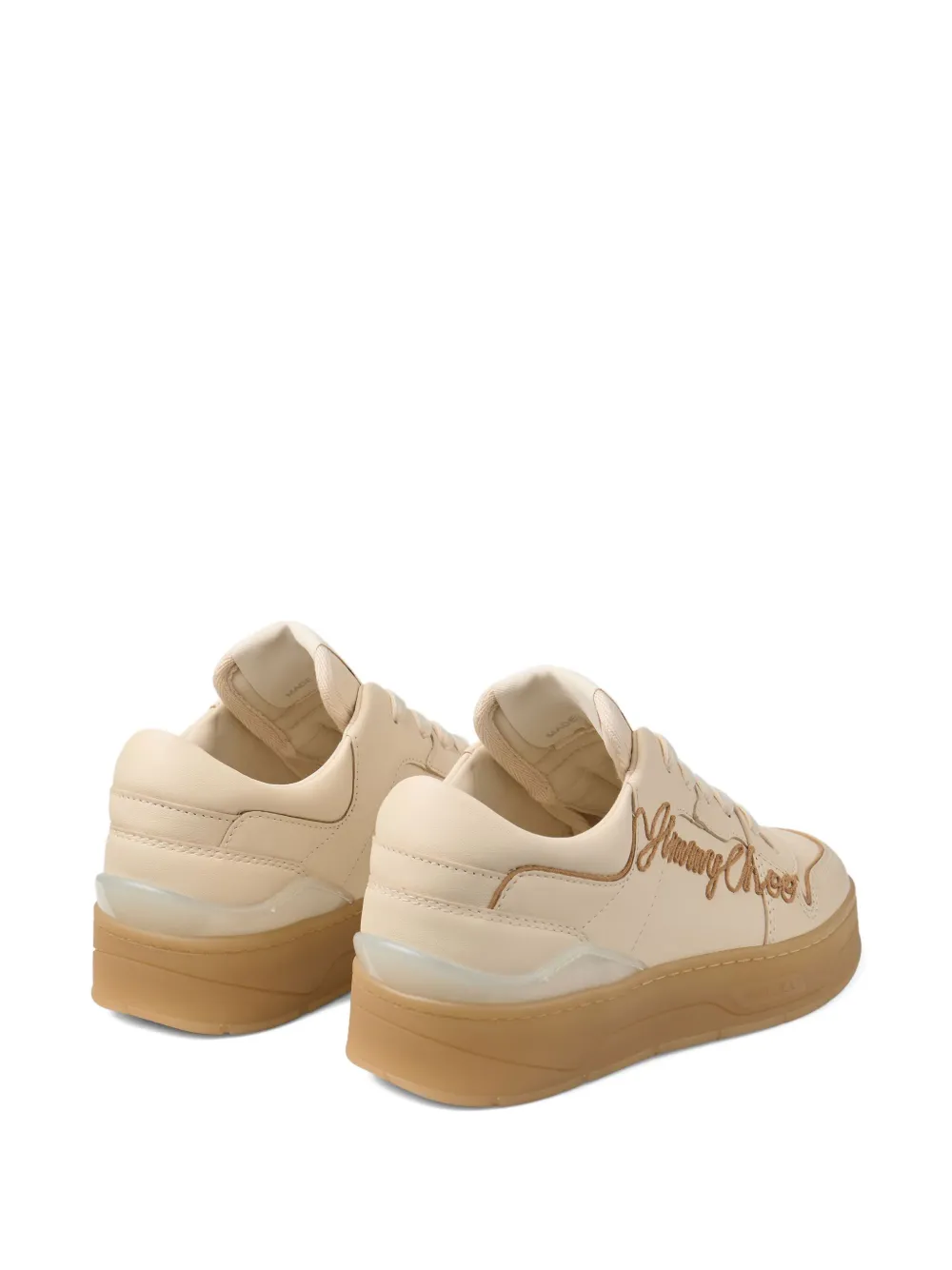Jimmy Choo Florent embroidered leather sneakers Neutrals