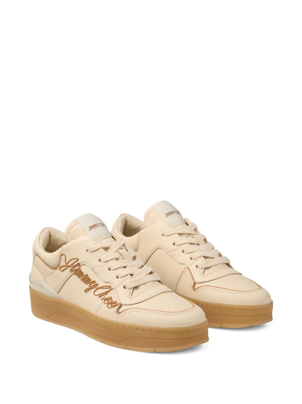 Jimmy Choo Florent leren sneakers met borduurwerk - Beige