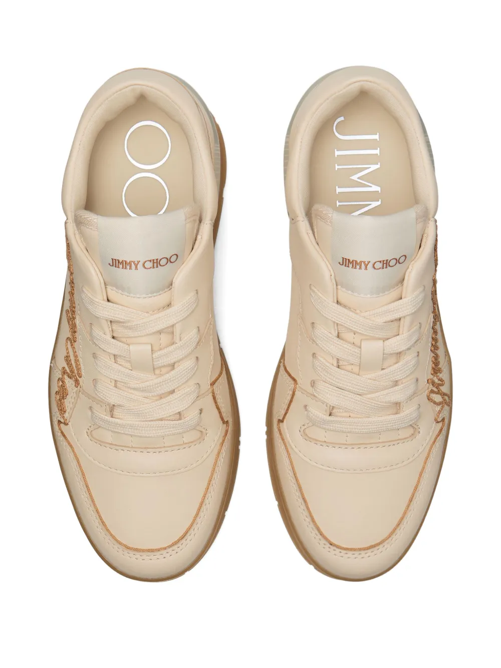 Jimmy Choo Florent embroidered leather sneakers Neutrals