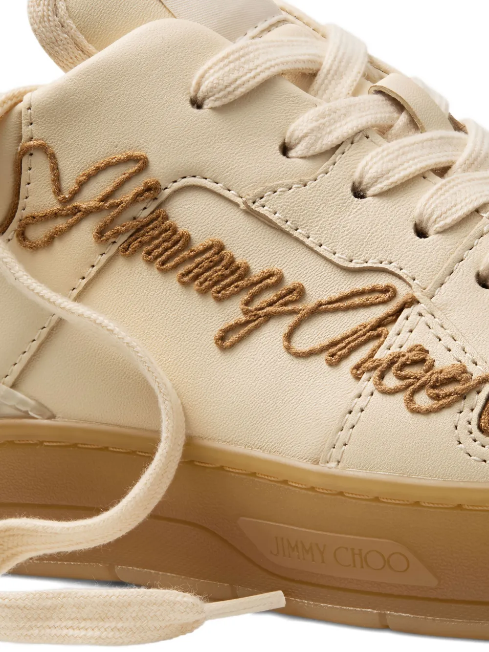 Jimmy Choo Florent embroidered leather sneakers Neutrals