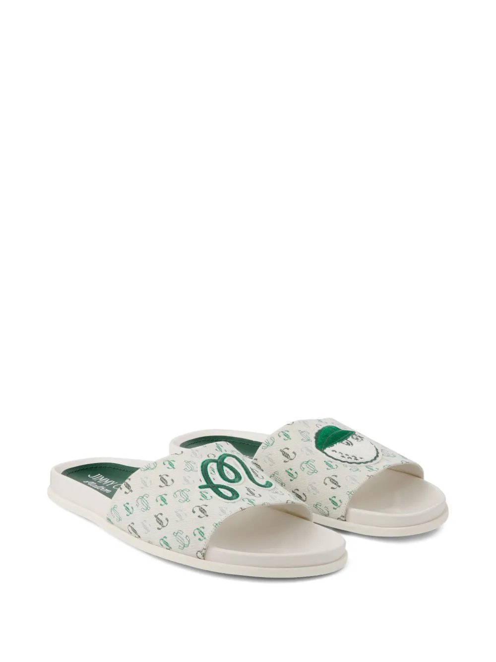 Jimmy Choo x Malbon graphic-print slides Neutrals