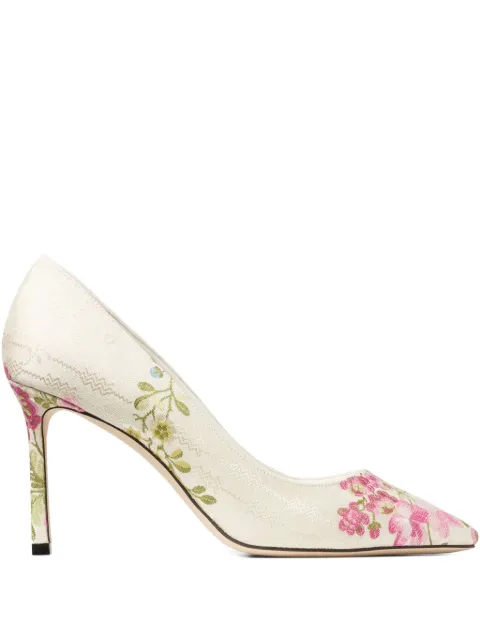 Jimmy Choo 85mm Romy floral-embroidered pumps
