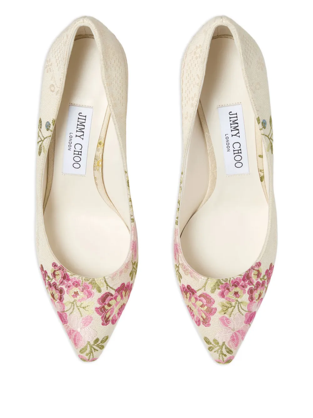 Jimmy Choo 85mm Romy floral-embroidered pumps White