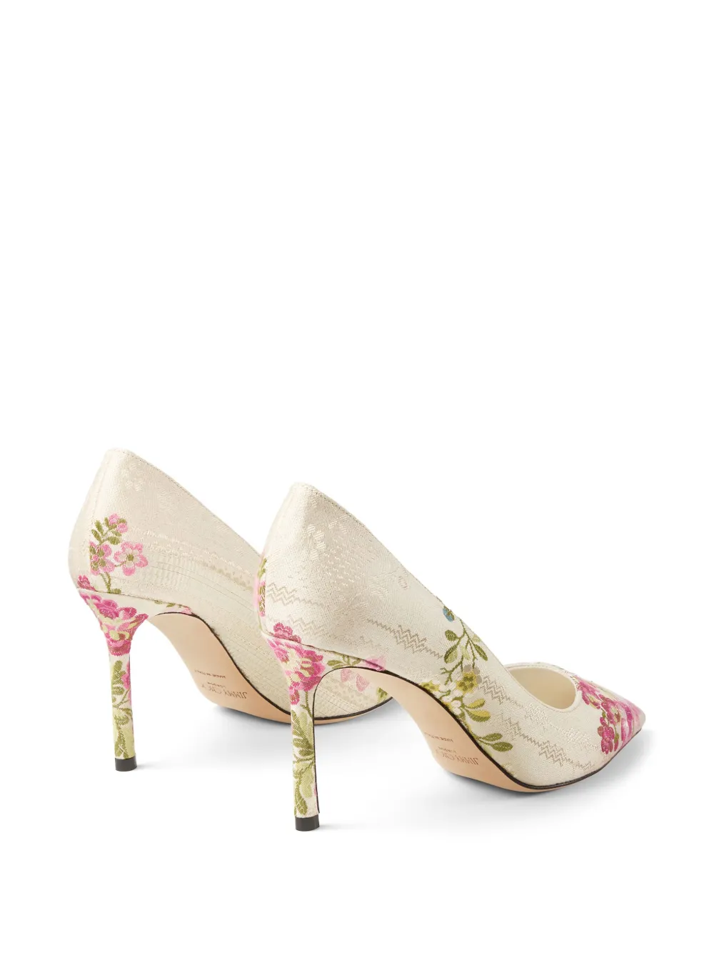 Jimmy Choo 85mm Romy floral-embroidered pumps White