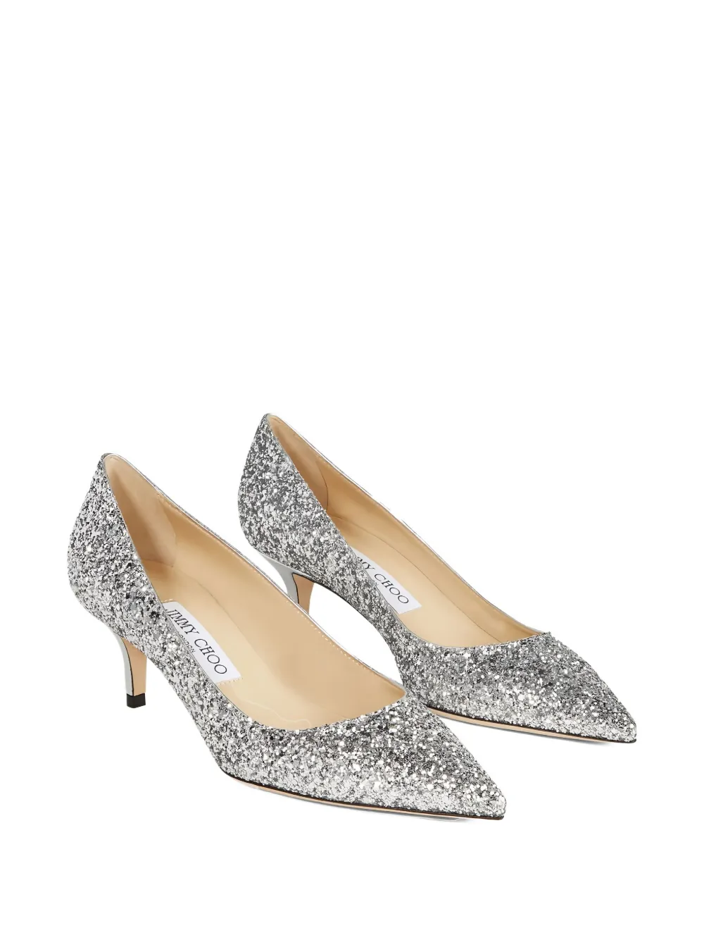 Jimmy Choo 50 mm Aza pumps met puntige neus en glitters Zilver