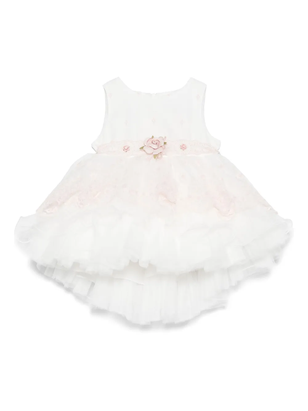 Mimilù floral-appliqué dress - ホワイト Mimilù floral-appliqué dress - ホワイト