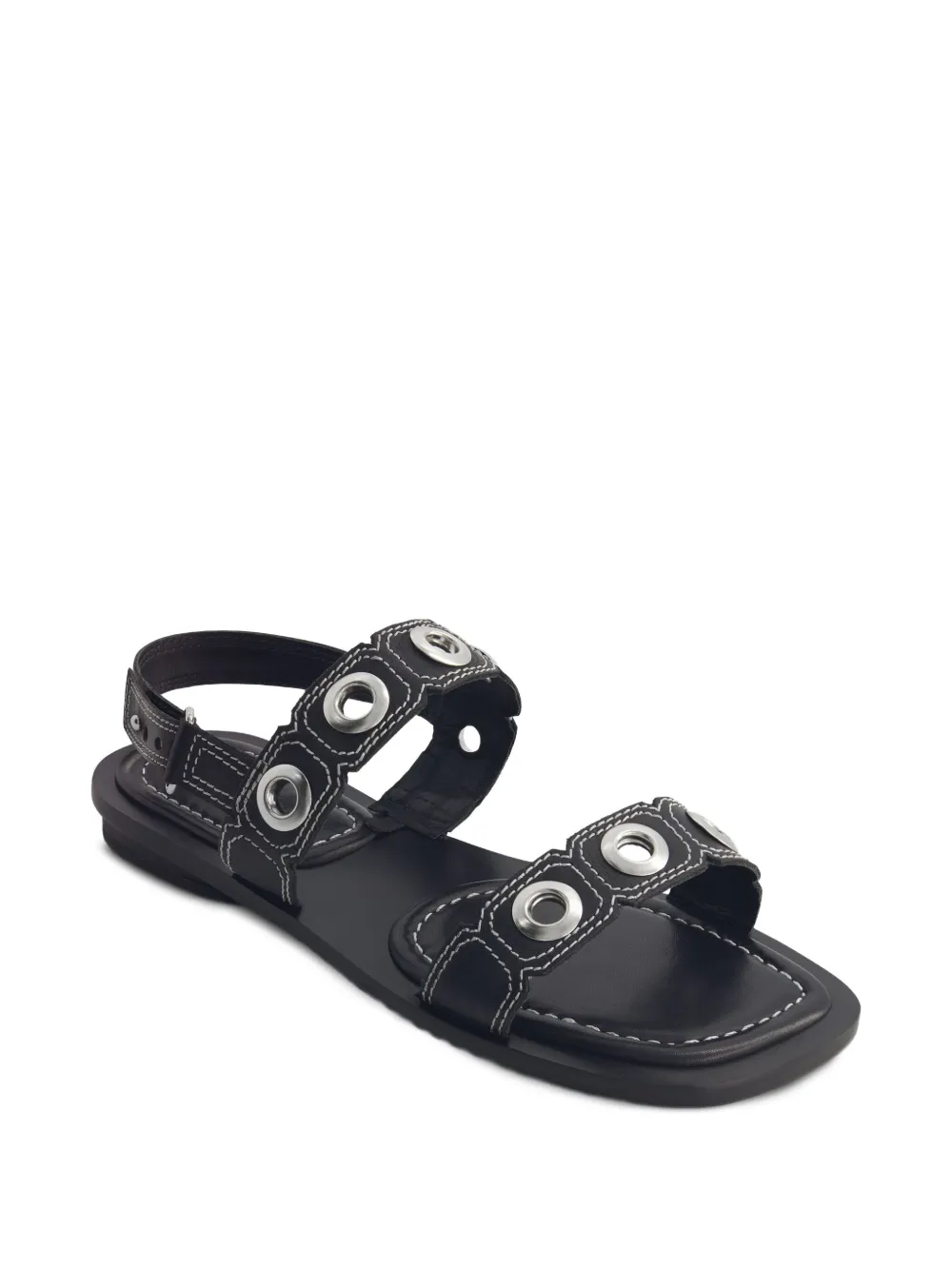 Bernardo Acro grommet-embellished flat sandals Black