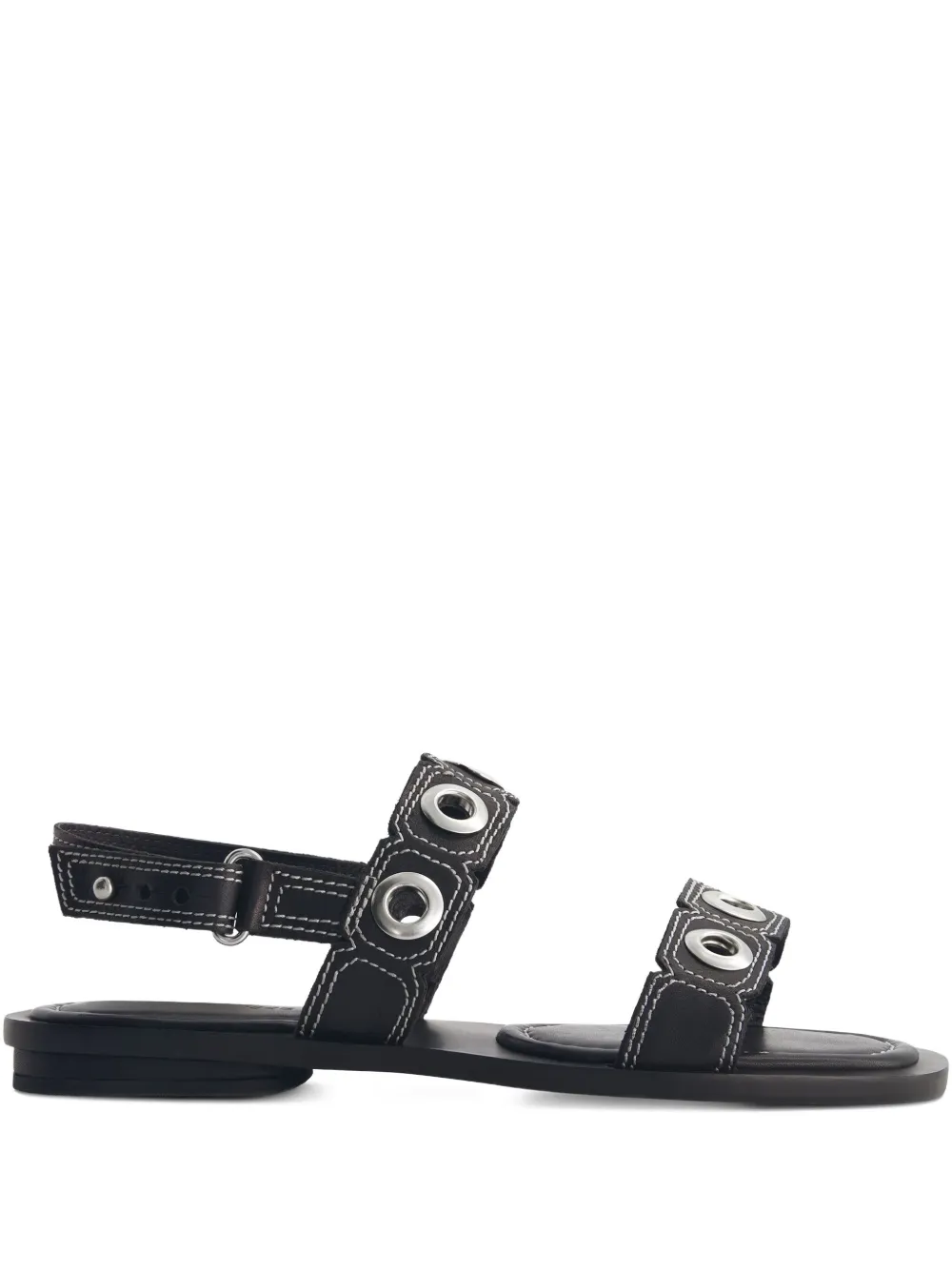 Bernardo Acro grommet-embellished flat sandals Black