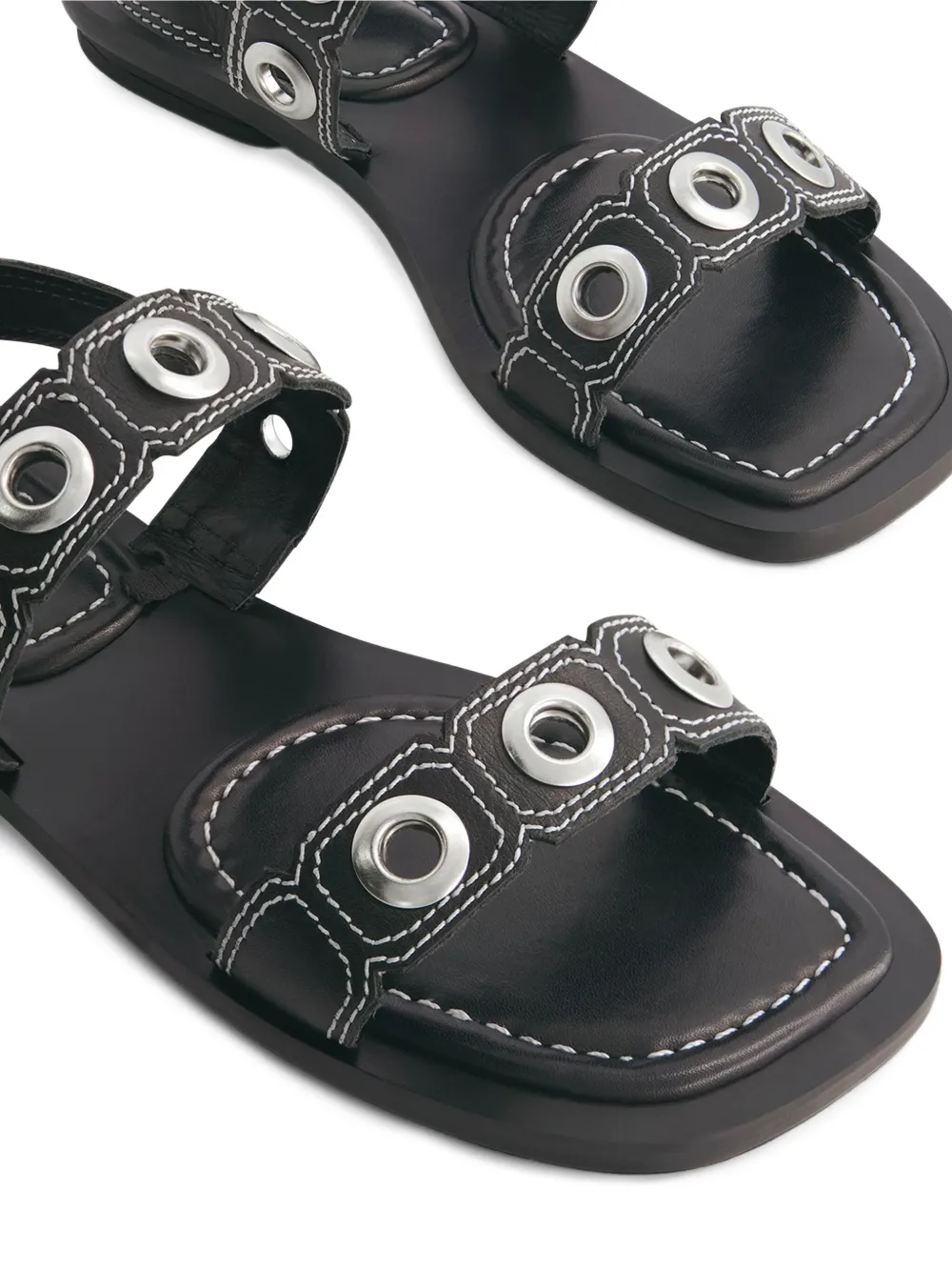 Bernardo Acro grommet-embellished flat sandals Black