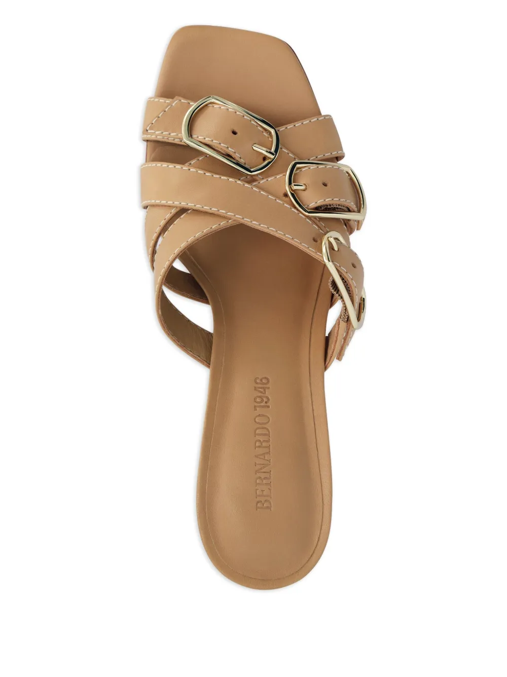Bernardo 76mm Bea buckle-embellished block-heel sandals Brown