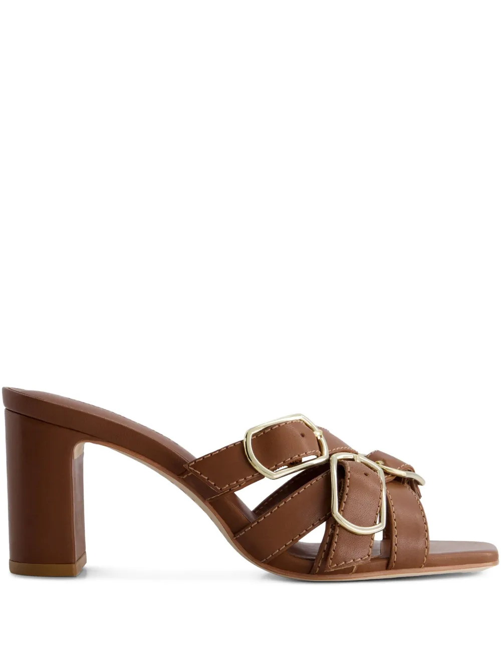 Bernardo 80mm Bea double-buckle slide sandals Brown